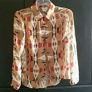 Button down tribal print top